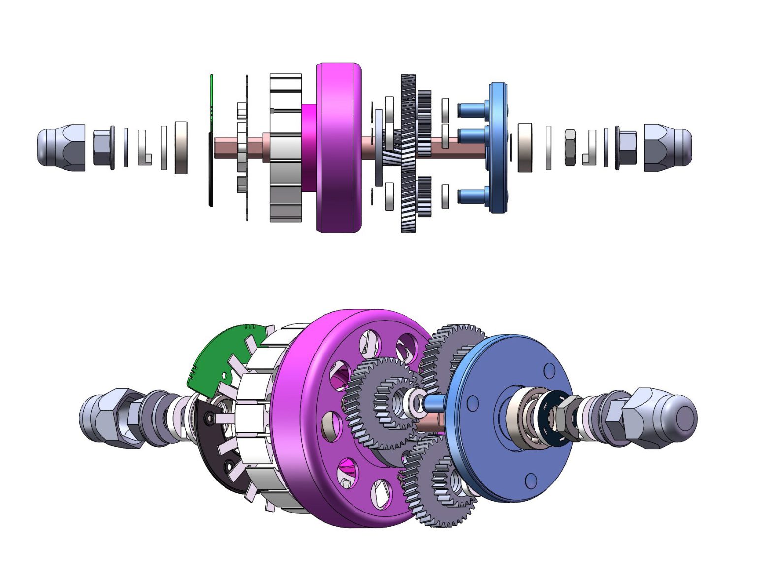 To7Motor's Hub Motor Explosion Diagram