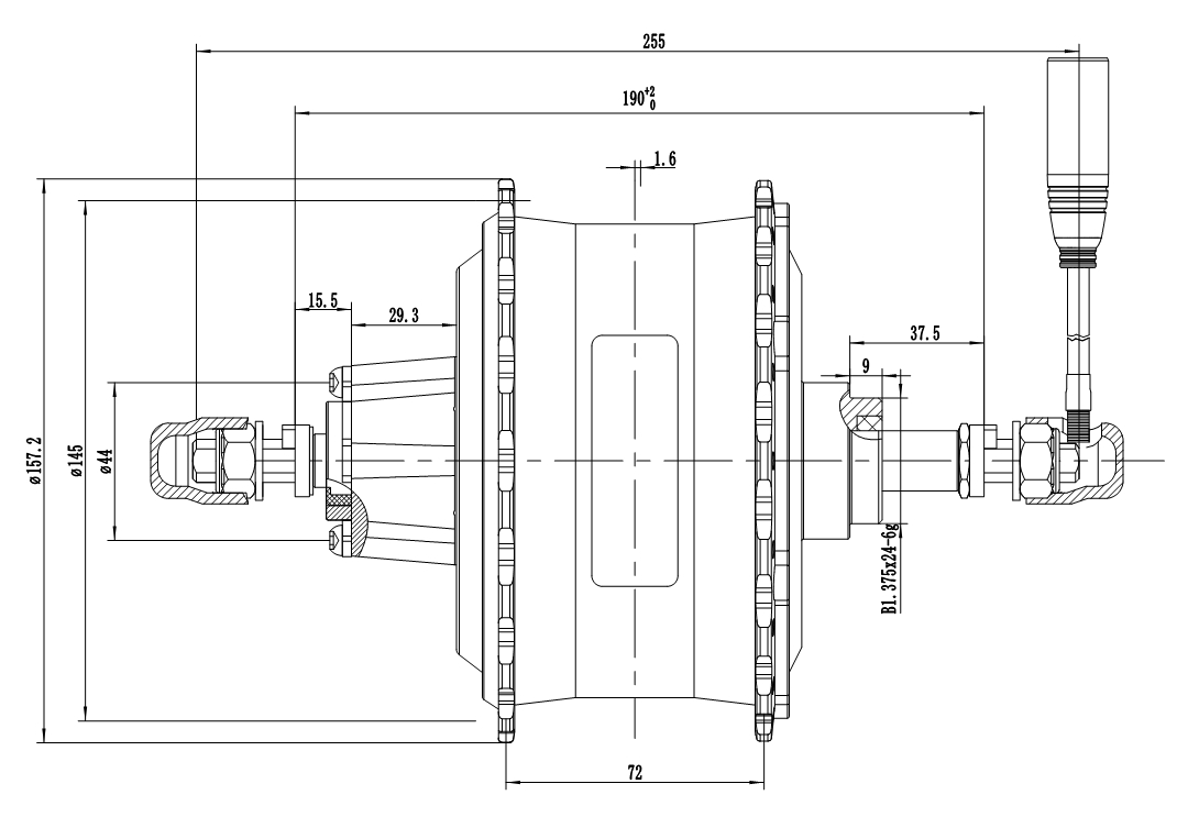 S7-190XR Hub Motor Unit Drawing
