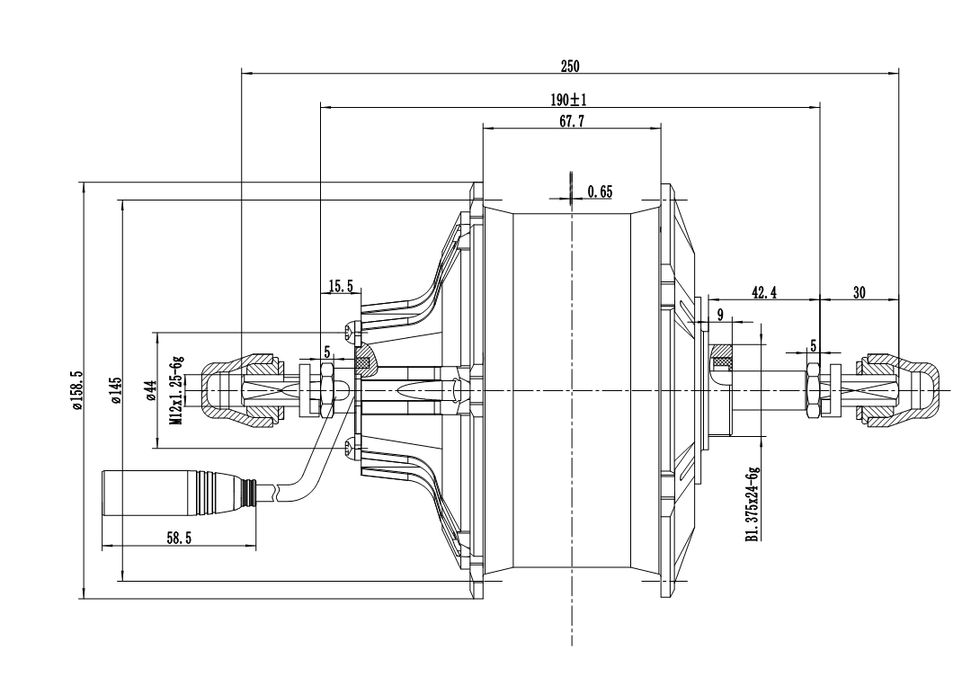 S7-190XL Hub Motor Unit Drawing