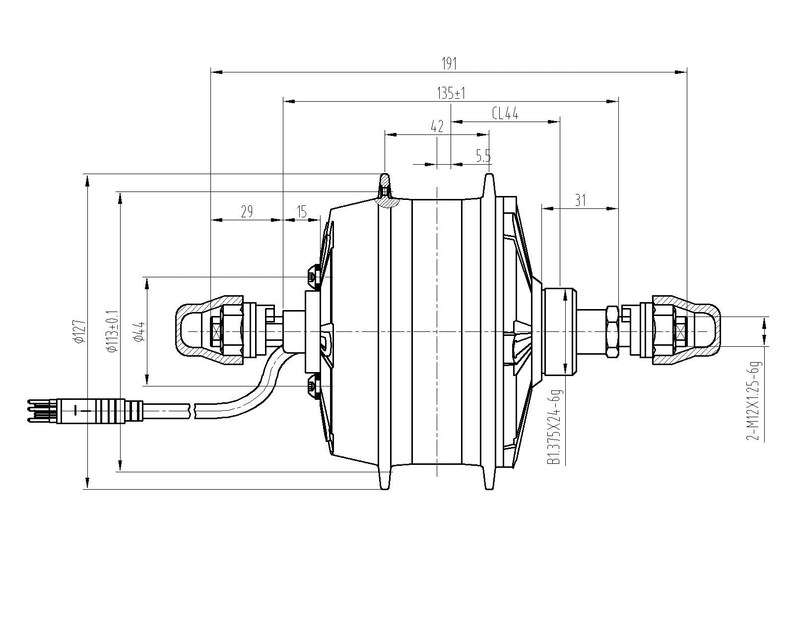 K7 125DL Hub Motor Unit