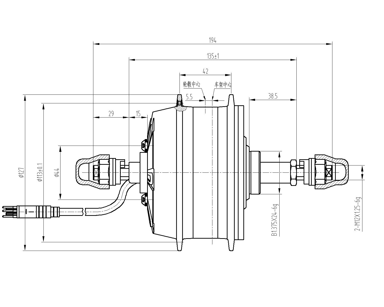 K7 135XL Hub Motor Unit