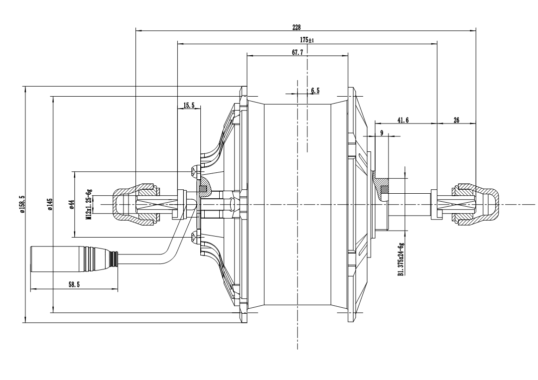 S7-175XL Hub Motor Unit Drawing
