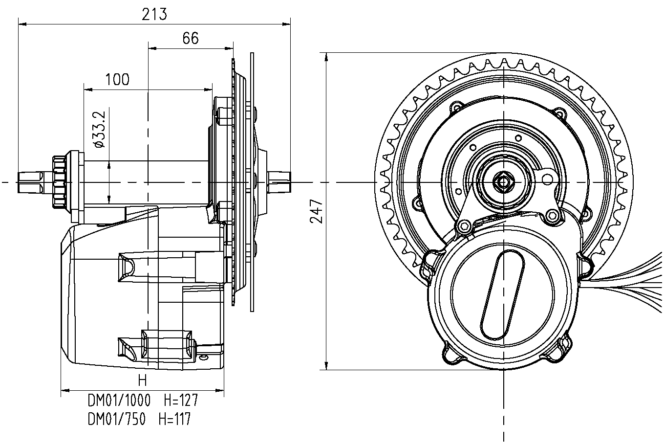 DM-01L mid drive motor diagram
