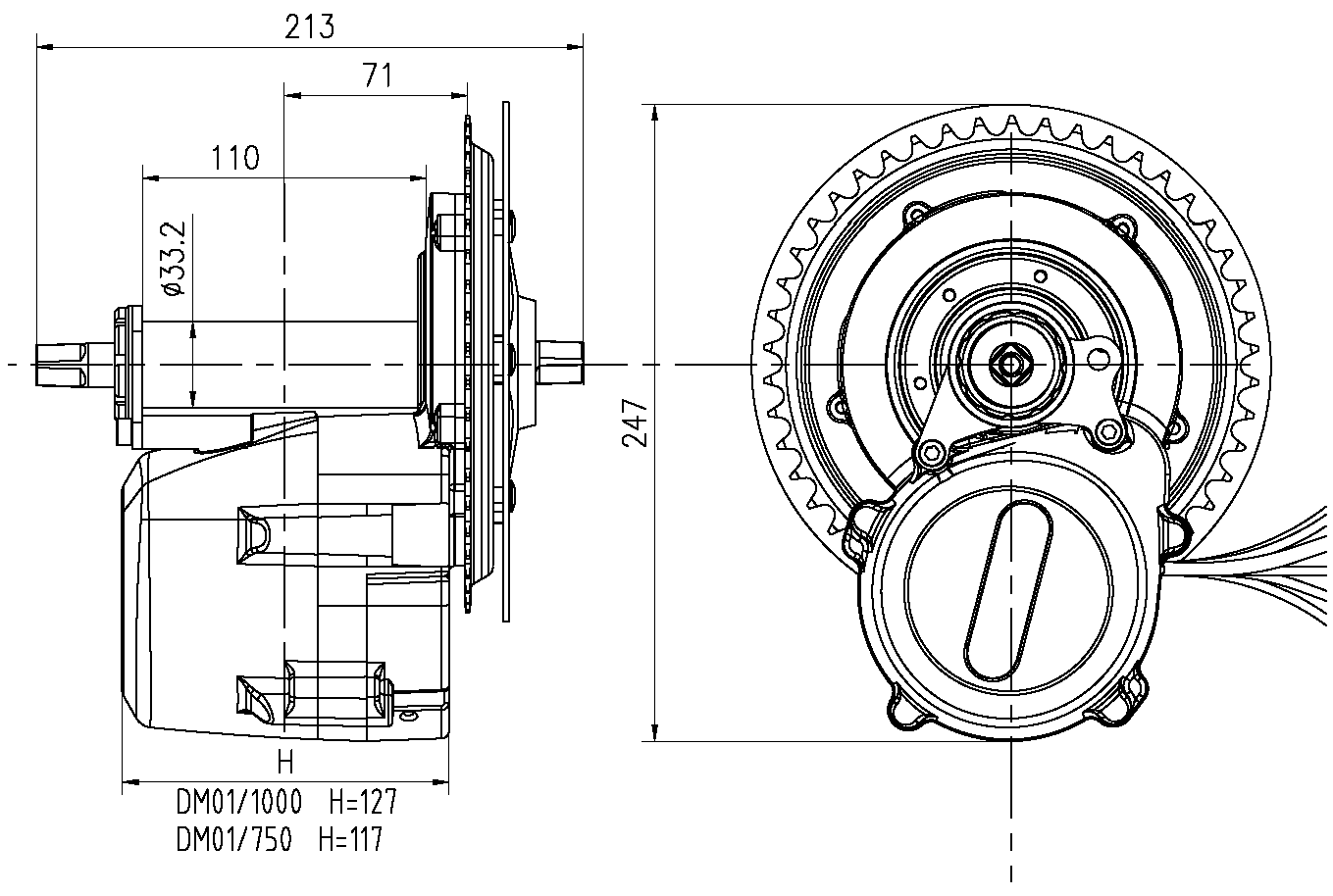 DM-01L Mid Drive Motor Diagram