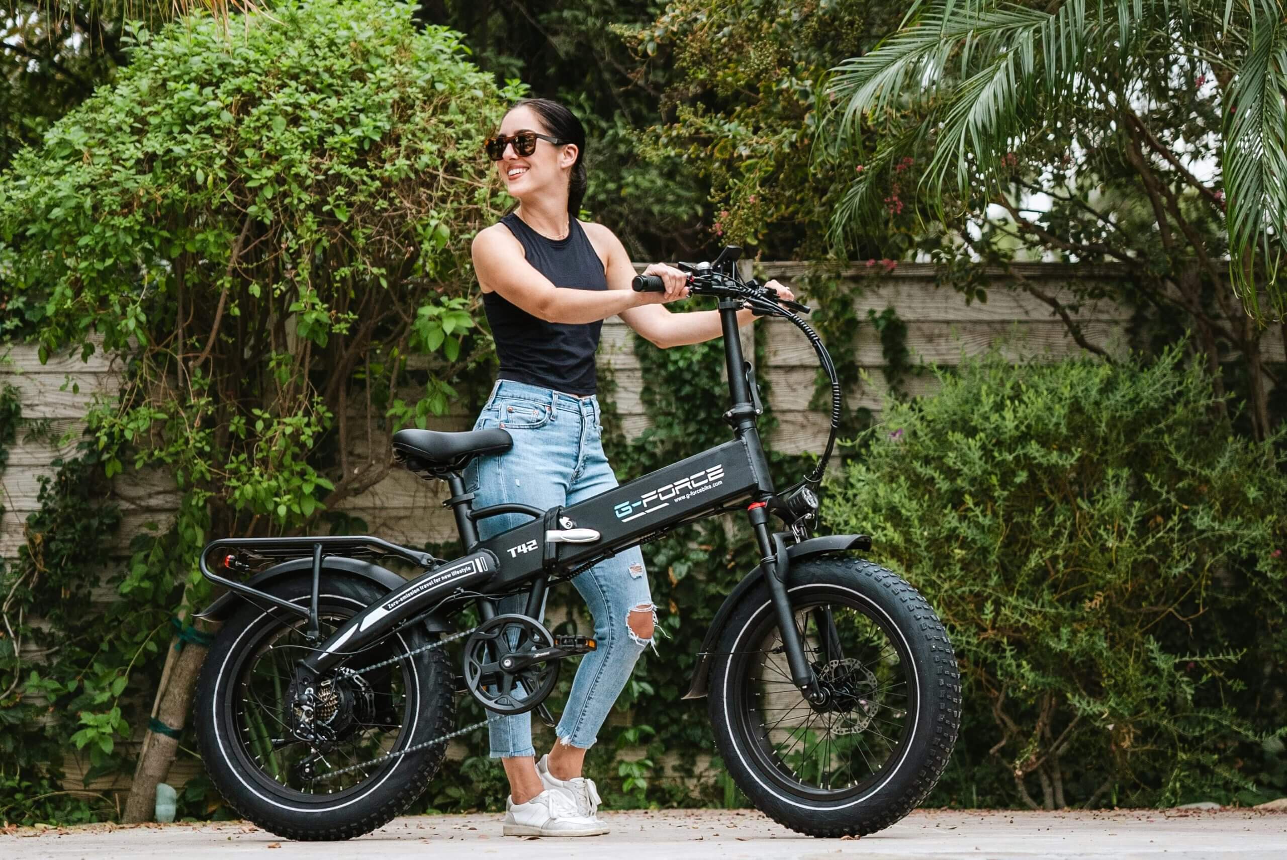 woman on ebike