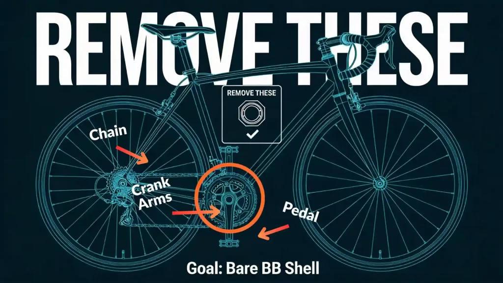 step 1 of mid drive installation