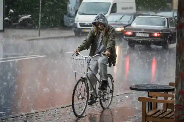 ebike rider in the rain